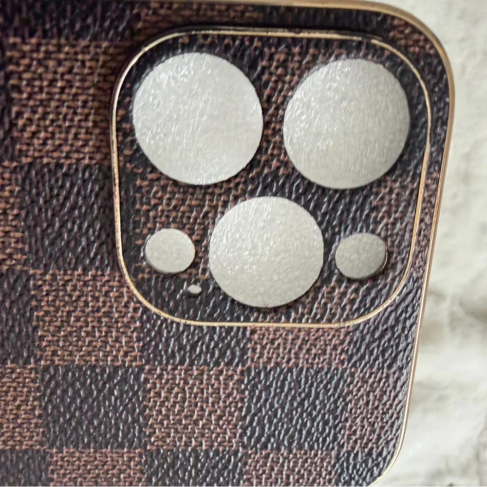 Luxury Brown Checkered Phone Case  14 pro max size